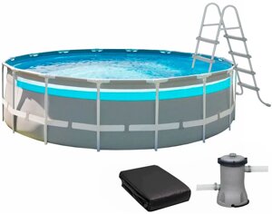 Каркасный бассейн Intex 26730 (488х122 см) с картриджным фильтром, лестницей и тентом