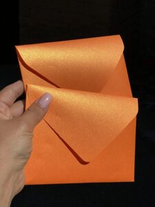 Дизайнерский конверт С6 перламутровый, китайский мандарин