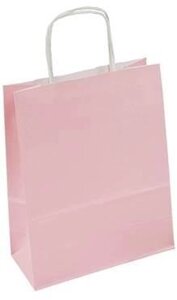 Крафт пакет з ручками кольоровий 180х80х225 мм, рожевий