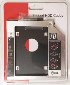 Кишеня для установки другого жорсткого диска SATA у відсік DVD 12.7 мм SATA (optibay caddy оптібей ) алюміній