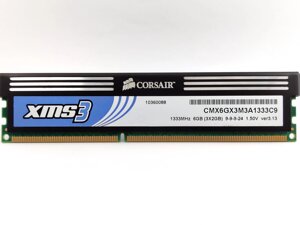 Оперативна пам'ять corsair XMS3 DDR3 2gb 1333mhz PC3-10600 (CMX6gx3M3a1333C9) б/у