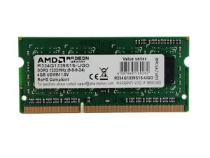 Оперативна пам'ять для ноутбука AMD radeon DDR3 4gb 1333mhz PC3-10600S (R334G1339S1s-UGO) б/у