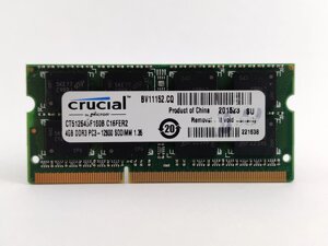 Оперативна пам'ять для ноутбука sodimm crucial DDR3l 4gb 1600mhz PC3l-12800S (CT51264BF160B. C16FER2) б / у