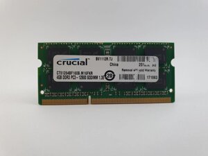 Оперативна пам'ять для ноутбука sodimm crucial DDR3l 4gb 1600mhz PC3l-12800S (CT51264BF160B. M16FKR) б/в