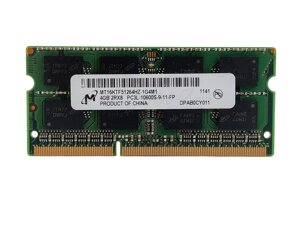 Оперативна пам'ять для ноутбука sodimm micron DDR3l 4gb 1333 mhz PC3l-10600S (MT16KTF51264HZ-1G4m1) б/у