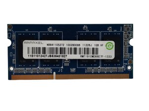 Оперативна пам'ять для ноутбука sodimm ramaxel DDR3 1gb 1333 mhz PC3-10600S (RMT1910MD66E7f-1333) б/у