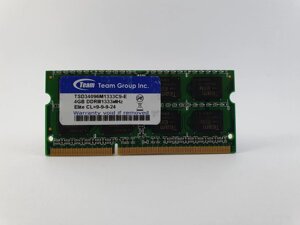 Оперативна пам'ять для ноутбука sodimm team DDR3 4gb 1333mhz PC3-10600S (TSD34096M1333C9-E) б/в