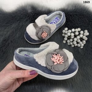 Baby Velor Sliers Dago стиль сірий з квіткою