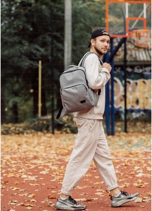 Рюкзак унісекс Sambag Zard QST світло-сірий нубук від компанії ТОП-ТАП - фото 1