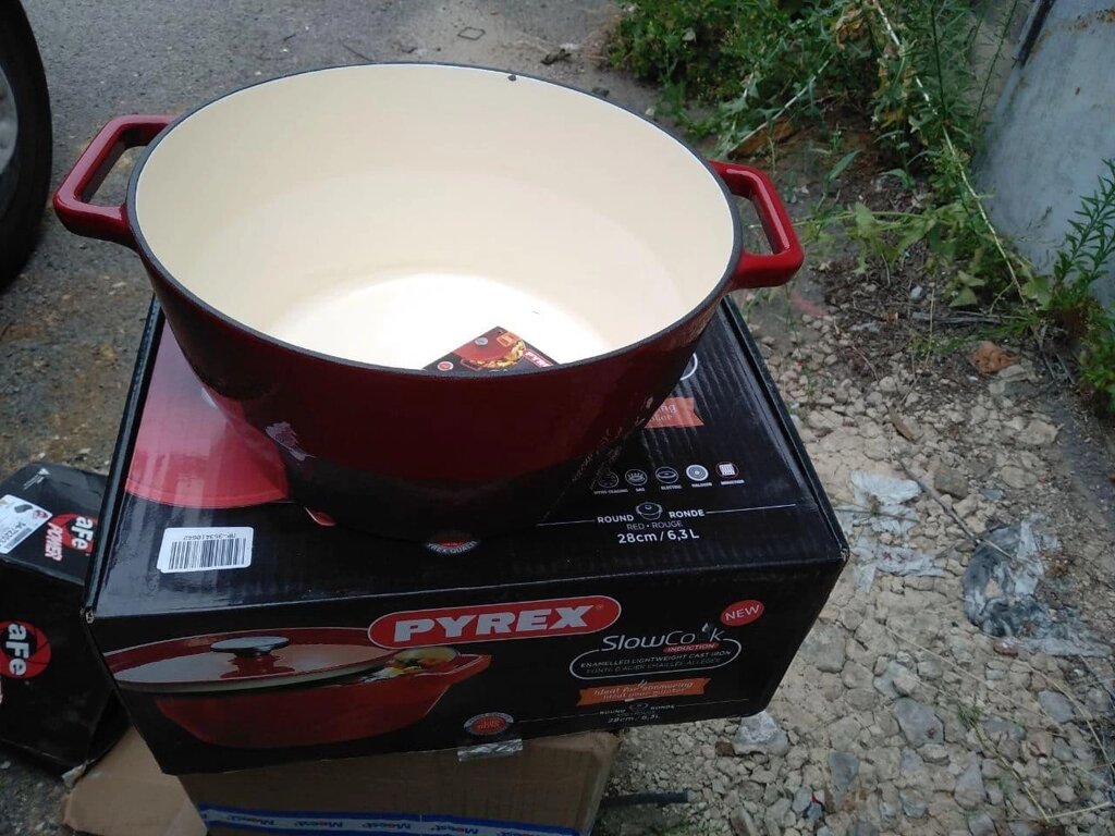 Емальована сковорода PYREX Slow Cook red чавунний круглий 6.3l від компанії Інтернет-магазин "Леонід" - фото 1
