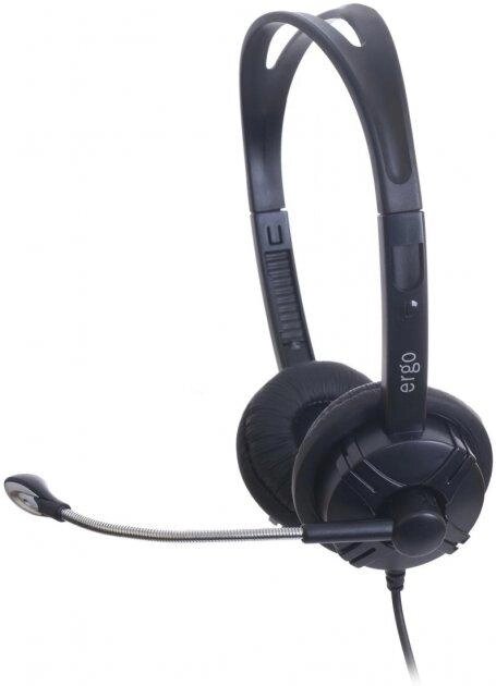 Навушники з мікрофоном (гарнітура) Ergo VM-220 Black від компанії Інтернет-магазин "Леонід" - фото 1