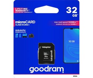 Карта памяті Goodram microSDHC 32GB UHS-I class 10 + adapter