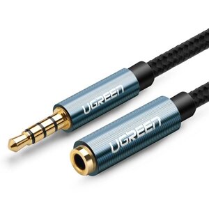 Аудіо кабель AUX 3.5 mm для iPhone, iPad стерео аудіо подовжувач з підтримкою мікрофону Ugreen AV118 (1-3m), 1m