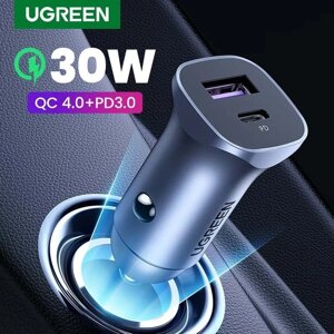 Автомобильний зарядний пристрій 30W PD QC4.0 PPS для швидкої зарядки смартфонів CD130 Ugreen 40858 NEW