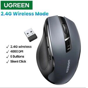 Бездротова безшумна миша Ugreen MU006 2.4G Wireless Ergonomic Wireless Mouse 4000DPi (90545)