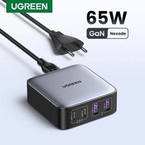 Швидкий настільний зарядний пристрій GaN2 65W Nexode Ugreen CD327 для ноутбука, iPhone 14 13 12 Pro Max NEW