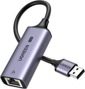 Ethernet Adapter 2.5G UGREEN CM648 перехідник Type-A to RJ45 2500Mbps Мережева карта для ноутбуків Grey (25051)