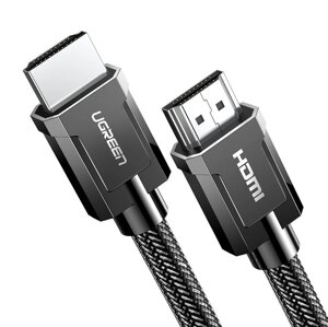 Кабель 8K HDMI 2.1 ugreen HD135 HDMI to HDMI 2.1 QFT, VRR, QMS, HDR, ear braided gray 8K-60гц, 4K@120 гц (1-5m 1.5