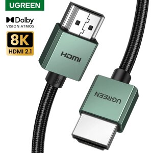 Кабель HDMI 8K ultra HD ugreen HD155 HDMI 2.1 HDR+ 3D 8K@60hz (4K@240hz) VRR earc DTS dolby 48 gbps black 5