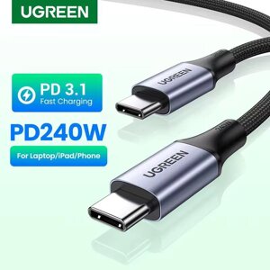 Кабель PD3.1 USB-C 240W UGREEN US535 Type-C to Type-C для швидкої зарядки MacBook, iPhone, Samsung 1m (15311)