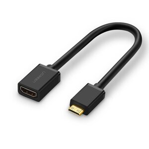 Кабель Перехідник Mini HDMI штекер to HDMI 2.0 роз'єм 4K 60Hz 22CM Black Ugreen 20137