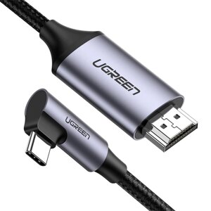 Кабель кутовий ugreen MM142 USB-C (thunderbolt 3) to HDMI 4K 60hz grey 2m (50530)