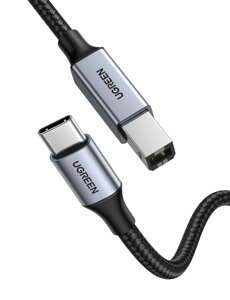 Кабель UGREEN US370 USB type B 2.0 to USB-C Printer Cable для принтера, сканера, МФУ Aluminium Black (1-2m) 1