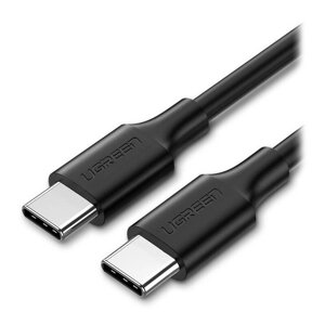 Кабель USB-C 60W UGREEN US286 Type-C to Type-C PD QC4.0 QC3.0 для заряджання та передачі даних PVC Black 2m (10306)