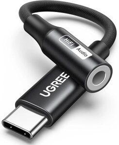 Кабель USB Type-C - 3,5 мм UGREEN CM720 Aux Dongle HiFi адаптер для наушников Black (25836)