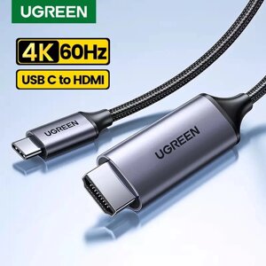 Кабель USB Type-C to HDMI 4K Ugreen MM142 Перехідник Ultra HD (4K@60Hz; 1080P@144Hz) Aluminium Black 1.0m (25155)