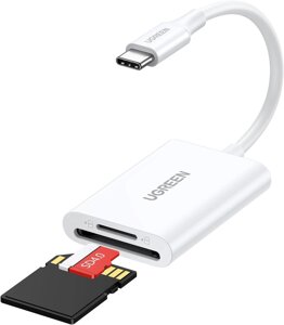 Картридер 2 in 1 ugreen CM265 USB-C SD3.0, TF 2TB 170мб/с для iphone ipad pro macbook pro/air white (35506)