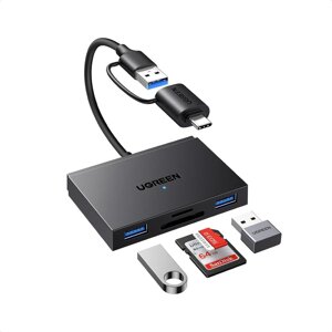 Картридер 4 in 1 ugreen CM812 OTG USB-C/USB-A card reader SD, TF 170 mb/s HUB USB 5 gbps 15 см black (45167)