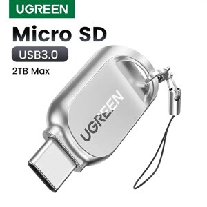 Картридер UGREEN CM331 USB C пристрій читання карт Micro SD Тип C TF 2Tb 5Gbps Silver (15513)
