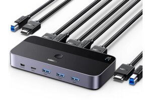 Комутатор HDMI 2.0 ugreen CM664 HDMI KVM switch 2 in 1 out USB 3.0 4k 60hz 2k 120hz 1080P 240hz black (15707)