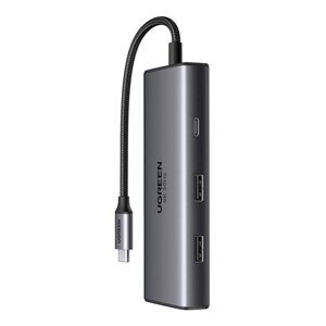 Концентратор USB-C ugreen CM498 адаптер для macbook air pro ipad pro M2 M1 type-C 6 in 1 HDMI 8K gray (15852)