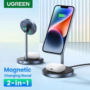 Магнітна бездротова зарядна підставка 20W Ugreen CD317 2-в-1 для iPhone 14 Pro Max/ iPhone 13 (90668)