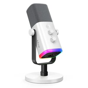 Мікрофон Fifine AМ8 динамічний USB та XLR з роз'ємом для навушників RGB відключення звуку, мікрофон для запису