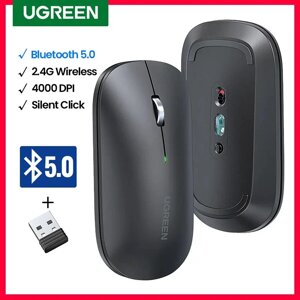 Мишка UGREEN MU001 Bluetooth та 2.4G бездротове підключення для 2-х ПК, ноутбуків безшумна миша Black (90531)