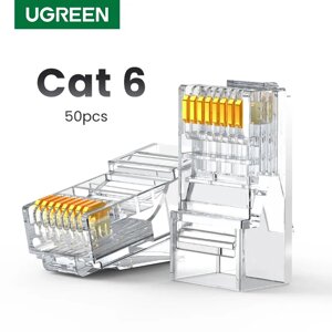 Роз'єм RJ45 конектор UGREEN NW120 Cat 6 Ethernet RJ45 8P8C 50 шт прозорий (50962)