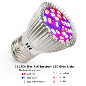 Світлодіодна фітолампи LED Full Spectrum фіто лампа LVJING 28Вт / 28Led