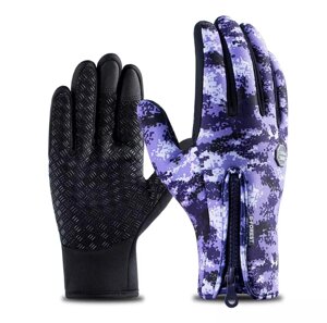 Тактичні рукавиці зимові спортивні сенсорні B-FOREST фліс (Camo Purple), L