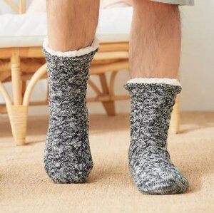 Теплі зимові домашні потовщені м'які бавовняні термошкарпетки тапочки шкарпетки чоловічі неслизькі