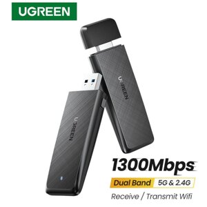 Wifi адаптер USB wifi dongle AC1300 2.4ghz 400mbps / 5ghz 900mbps ugreen 50340 (CM492)