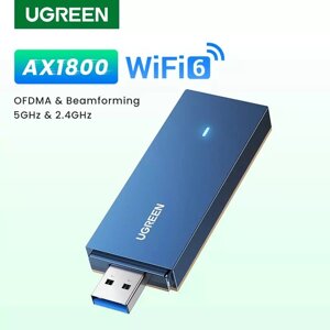 WiFi6 адаптер AX1800 Ugreen CM499 USB3.0 дводіапазонний 5G та 2.4G USB Ethernet-приймач Мережева карта (90340)
