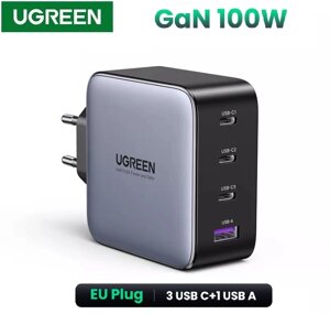 Зарядний пристрій gan X 100W ugreen CD226 fast charger 4 USB PD QC3.0 QC4.0 FCP 3C1a ugreen (40747)