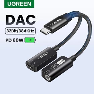 Звукова карта 2 в 1 UGREEN CM721 магнітний аудіоадаптер USB Type-C to 3.5 mm DAC Chip 32Bit 384KHz Black