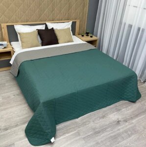 Покривало декоративне двостороннє (160х215см) Decorator Ultra Sonic Microfiber. Колір зелений із сірим