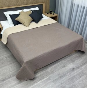 Покривало двостороннє на ліжко, диван (140х215см) Decorator Microfiber. Колір капучино з бежевим