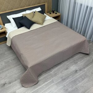 Покривало двостороннє на ліжко, диван (140х215см) Decorator Microfiber. Колір сіро-коричневий з бежевим