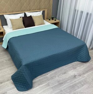 Покривало двостороннє на ліжко, диван (180х215см) Decorator Ultra Sonic Microfiber. Колір синій із блакитним